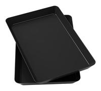 Lifewit Plateau de Service en Plastique, Plateau de Service pour Fêtes, Plateau Réutilisable sans BPA pour Snacks, Nourriture, Biscuits, Lot de 2, 36,7 x 24 cm, Noir