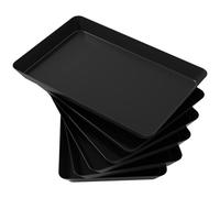 Lifewit Plateau de Service en Plastique, Plateaux de Service pour Les Fêtes, Plateau de Nourriture Réutilisable sans BPA pour Snacks, Nourriture, Biscuits, Lot de 6, 14.45" x 9.45", Noir