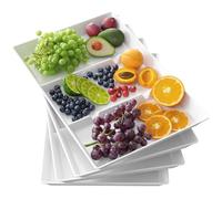 Lifewit Plateaux de Service Divisés en Plastique, 3PCS Plateaux Blancs Réutilisables pour Manger, Plateaux Repas pour Thé/Boisson/Snack/Dîners pour Cuisine, Bar, Restaurant, 38.1 x 25.4 cm