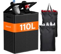Lifewit Poubelle Recyclage 110 L, Collecteur de Bouteilles 2 Compartiments avec Couvercle et 2 Ouvertures, Poubelle Tri Selectif avec 2 Sacs Amovibles pour Plastique, Verre, Canettes, Noir