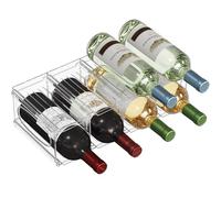 Lifewit Range Bouteille Frigo en Plastique pour 8 Bouteilles, 2 Niveaux Empilable Porte Bouteille Vin, 42 x 20 x 12,5 cm Casier à Vin