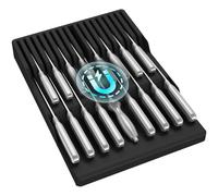 Lifewit Range Couteau Aimanté pour Tiroir, Porte set de Ustensiles de Cuisine pour 16 Knive et 1 Fusil à Aiguiser (non Inclus), bloc en Plastique pour Support Couteaux de Chef et de Steak, Grand, Noir