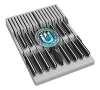 Lifewit Range Couteau Aimanté pour Tiroir, Porte set de Ustensiles de Cuisine pour 16 Knive et 1 Fusil à Aiguiser (non Inclus), bloc en Plastique pour Support Couteaux de Chef et de Steak, Grand, Gris