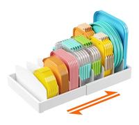 Lifewit Range Couvercle Extensible 25-44 cm, Rangement Casserole Tiroir Cuisine, Organisateur de Boîte à Lunch avec 8 Séparateurs Réglables, Grand Plastique Séparateur de Vaisselle Placard, Blanc