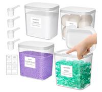 Lifewit Rangement Lessive Liquide en Capsules avec étiquettes et Cuillères, Récipient pour Poudre à Lessive avec Couvercle à Pression, Boîtes et Flacons de Salle de Bain, 2700 ml, 4 Pièces