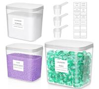 Lifewit Rangement Lessive Liquide en Capsules avec étiquettes et Cuillères, Récipient pour Poudre à Lessive avec Couvercle à Pression, Boîtes et Flacons de Salle de Bain, 2700 ml ×2+4500 ml, 3 Pièces