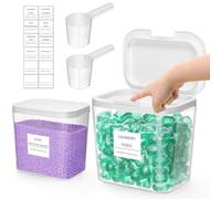Lifewit Rangement Lessive Liquide en Capsules avec étiquettes et Cuillères, Récipient pour Poudre à Lessive avec Couvercle à Pression, Boîtes et Flacons de Salle de Bain, 2700 ml +4500 ml, 2 Pièces