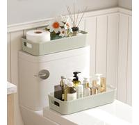 Lifewit Rangement Papier Toilette, Plastique Paniers et Boîtes de Rangement Reserve Papier Toilettes, Paniers de Décoration pour Salle de Bain, Cuisine, étagère, Vert, 2 Pièces