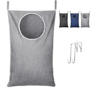 Lifewit Sac a Linge Suspendu sur Porte, Grand Panier a Linge Sale Pliable, Laundry Basket Bag pour Salle de Bain et Chambre, Rangement Vetements Sales, Gris Clair