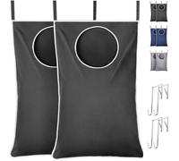 Lifewit Sac a Linge Suspendu sur Porte, Grand Panier a Linge Sale Pliable, Laundry Basket Bag pour Salle de Bain et Chambre, Rangement Vetements Sales, Gris Foncé, Lot de 2