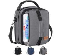 Lifewit Sac à Lunch, Sac Isotherme Portable et Extensible avec Bretelles et 2 Blocs Réfrigérants, Glaciere Souple Isothermes pour Femme et Homme, Lunch Bag pour Travail et École, 6.5L, Gris