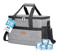 Lifewit Sac Isotherme 33L, Grand Format Glaciere Souple Isothermes, Portable Sacs Isotherm Courses Surgelés pour Voyage, Pique Nique, Camping, Plage, Gris