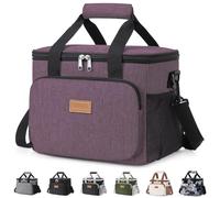 Lifewit Sac Isotherme Repas 9L/ 15L, Glaciere Souple Isothermes | Portable Lunch Box Isotherm avec Bandoulière, Pliable Insulated Lunch Bag pour Travail,Pique Nique,Voyage,Plage, Violet