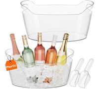 Lifewit Seau a Glacon Portable 6.5L, Seau a Champagne avec Cuillère, Plastique Rafraichisseur de Bouteille de Vin pour Cocktail, Boissons, Vin, Bière, 38 ×18×20 cm/15x7x8, Lot de 2