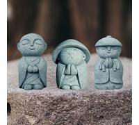 Lifexquisiter Lot de 3 statues de Bouddha Jizo japonais Feng Shui - Moine priant - Figurines de Bouddha pour extérieur et intérieur - Aquarium de jardin, décoration de la maison, accessoires de thé