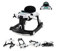 LIFEZEAL 6 en 1 Trotteur Bébé évolutif Pliable, Chariot de Marche Vitesse Réglable, Babywalker avec 3 Hauteurs, Plateau, Boîte Musique, Roues Universelles, Garçon Fille 6-18 mois, Charge 12 kg (Blanc)