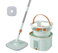 LIFEZEAL Balai Serpillière avec Seau Double, Tête Rotative 360° avec Chiffons Réutilisables, Séparation Eau Propre et Sale pour Sols Carrelage Parquet Maison (Vert| 1 tête + 2 Chiffons)