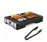 LIFEZEAL Barbecue de Table 2300 W, Gril Électrique avec Plaque de Cuisson à 2 Zones, Température Réglable 230-250 °C, Bac de Récupération des Graisses, Plancha Électrique pour Intérieur/Extérieur