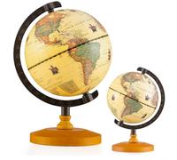 LIFEZEAL Carte du monde interactive pour enfants, vintage, petit, éducatif, globe, pour enseigner, jouer, décoration, avec continent, océan, montagne, rivière, lac, pays, état, capitale, ville, 14 cm