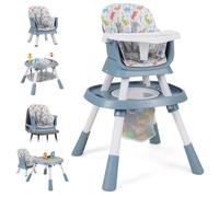 LIFEZEAL Chaise haute pour bébé, chaise haute pour bébé avec ceinture de sécurité et plateau, ensemble de chaises et sièges convertible avec panier de rangement en filet pour 6+ mois enfants (Bleu)