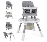 LIFEZEAL Chaise haute pour bébé, chaise haute pour bébé avec ceinture de sécurité et plateau, ensemble de chaises et sièges convertible avec panier de rangement en filet pour 6+ mois enfants (Gris)