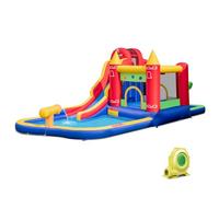 LIFEZEAL Château Gonflable avec Souffleur, Parc Aquatique avec Mur Escalade, Piscine, Zone de Saut, Toboggan, Canons à Eau, Aire de Jeux Intérieur Extérieur, pour Enfants 3-8 Ans, 624x270x235 cm
