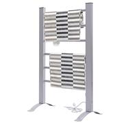 LIFEZEAL Chauffe-Serviettes Électrique, Chauffage Décoratif 100 W, Séchage Rapide, Chauffe-Serviettes Mural, Porte-Serviettes au Sol en Aluminium, 56x35x90,5 cm