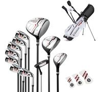 LIFEZEAL Ensemble Complet de Clubs de Golf pour Homme, 15 Ensembles de Golf avec Sac pour droitier avec Driver 460CC #1 Driver, #3 Fairway, Hybride (Rouge)