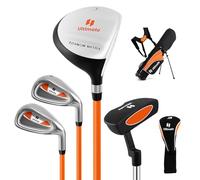 LIFEZEAL Ensemble de Clubs de Golf pour Enfant droitier avec Fer #3 Fairway, #7 & #9, Putter, Couvre-Clubs, équipement de Golf pour garçons et Filles de 8 à 10 Ans (Orange, Large)