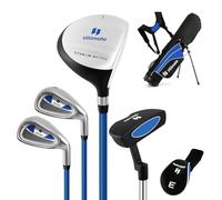 LIFEZEAL Ensemble de Clubs de Golf pour Enfant droitier avec Fer #3 Fairway, #7 & #9, Putter, Couvre-Clubs, équipement de Golf pour garçons et Filles de 8 à 10 Ans (Bleu, Petit)