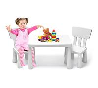 LIFEZEAL Ensemble Table et 2 Chaises Enfant en PP, Table d’Activités & d'étude pour Garçon Fille 1-7 Ans, Charge 50 kg, Montage Nettoyage Facile (Blanc)