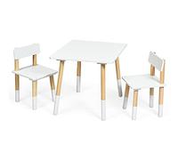 LIFEZEAL Ensemble Table et Chaise pour Enfants 3-7 Ans, Table Enfant Bois 50x59x48 cm avec 2 Chaises Charge de 25 kg, Set pour Chambre d'enfant, Kindergarten (Blanc1)