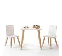LIFEZEAL Ensemble Table et Chaise pour Enfants 3-7 Ans, Table Enfant Bois 50x59x48 cm avec 2 Chaises Charge de 25 kg, Set pour Chambre d'enfant, Kindergarten (Blanc2)