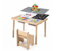 LIFEZEAL Ensemble Table Sensorielle et Chaise pour Enfant 3+Ans,1 Chaise | Table en Bois avec 2 Bacs de Rangement, 2 Crochets, et Porte-Papier, pour Apprendre, Manger, Enfants 3+ Ans