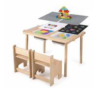 LIFEZEAL Ensemble Table Sensorielle et Chaise pour Enfant 3+Ans,2 Chaises | Table en Bois avec 2 Bacs de Rangement, 2 Crochets, et Porte-Papier, pour Apprendre, Manger, Enfants 3+ Ans