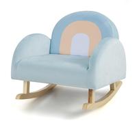 LIFEZEAL Fauteuil à Bascule pour Enfants 3-5 Ans, Tissu Velours Hollandais Confortable, Pied Bois Solide, Chaise Relax avec Accoudoirs Ergonomique, Rocking Chair Bebe, Charge de 50 kg (Bleu)