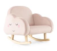 LIFEZEAL Fauteuil à Bascule pour Enfants 3-5 Ans, Tissu Velours Hollandais Confortable, Pied Bois Solide, Chaise Relax avec Accoudoirs Ergonomique, Rocking Chair Bebe, Charge de 50 kg (Rose)