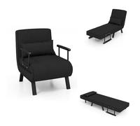 LIFEZEAL Fauteuil Convertible 1 Place, Fauteuil de Salon Pliable avec Dossier Réglable sur 5 Positions, Canapé-lit Convertible, Fauteuil chauffeuse avec Accoudoirs, pour Salon,Bureau,Chambre (Noir)