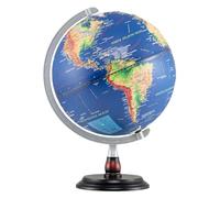 LIFEZEAL Globe Terrestre Illuminé LED 30 cm avec Relief Géographique | Globe de Bureau Éducatif avec Éclairage LED, Fuseaux Horaires et Socle en Bois Stable pour Étude et Décoration