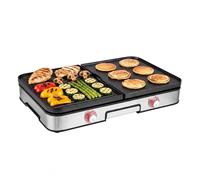 LIFEZEAL Grill Électrique 2000 W, Barbecue Plancha Électrique avec 2 Plaques Réversibles, Réglage Individuel de la Température, Bac à Graisse Lavable pour Maison, Balcon, Camping