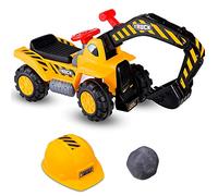 LIFEZEAL Jouet Excavatrice Enfants 3+ Ans avec Espace de Rangement Intégré, Pelleteuse de Jeu avec Casque et Pierres Plastique, Draisienne Débutant Mobile, Charge de 25 kg