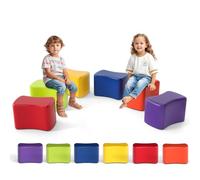 LIFEZEAL Lot de 6 chaises empilables pour enfants, tabouret modulaire, forme de papillon, antidérapant, cubes, construction douce, rembourrée en mousse élastique, doublure amovible, chambre d'enfant
