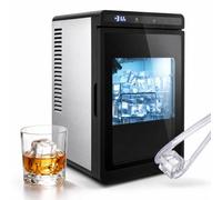 LIFEZEAL Machine a Glacons Transparents 12 kg/24h, Machine à Glace de Comptoir, Fabrique à Glaçons Carrés 4 cm à Fonte Lente avec Minuterie 24H, Nettoyage Automatique pour Whisky Cocktails Bourbon