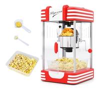 LIFEZEAL Machine à Pop-corn 300W avec Éclairage&Accessoires, Appareils à Popcorn avec Cuve en Acier Inoxydable&Système de Mélangeur, Temps de Chauffe Court, pour Fêtes Soirées Cinéma (Style2)