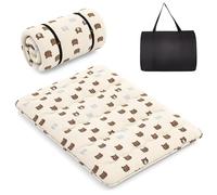 LIFEZEAL Matelas Futon 1 Place Pliable, Matelas de Sol Japonais avec Sac, Futon Tatami Portable, Déhoussable et Lavable en Machine pour Intéruer et Extérieur, Café