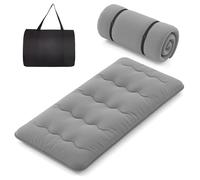 LIFEZEAL Matelas Futon 1 Place Pliable, Matelas de Sol Japonais avec Sac, Futon Tatami Portable, Déhoussable et Lavable en Machine pour Intéruer et Extérieur (Gris, 90x200 cm)
