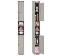 LIFEZEAL Meuble Colonne de Salle de Bain avec étagère réglable sur 3 Niveaux, Armoire de Rangement Gain de Place, 2 Portes, Porte-Rouleau pour Papier Toilette (Gris)