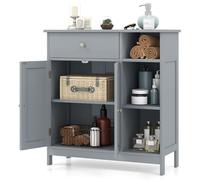 LIFEZEAL Meuble Salle de Bain Rangement avec Etagère Réglable, Armoire de Rangement sur Pied avec Tiroir et 3 Compartiments, Meuble de Rangement en Bois, 75 x 30 x 80 cm (Gris)