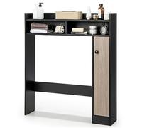 LIFEZEAL Meuble sur WC pour Salle de Bain, Meuble de Rangement avec Porte au-Dessus Toilettes, Petit Meuble de Rangement WC, Gain de Place, 88 x 18 x 100 cm, Noir