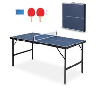 LIFEZEAL Mini Table De Ping-Pong en Métal, Table Tennis avec Filet, Balles, Battes, Table de Ping-Pong Pliable pour Extérieur & Intérieur